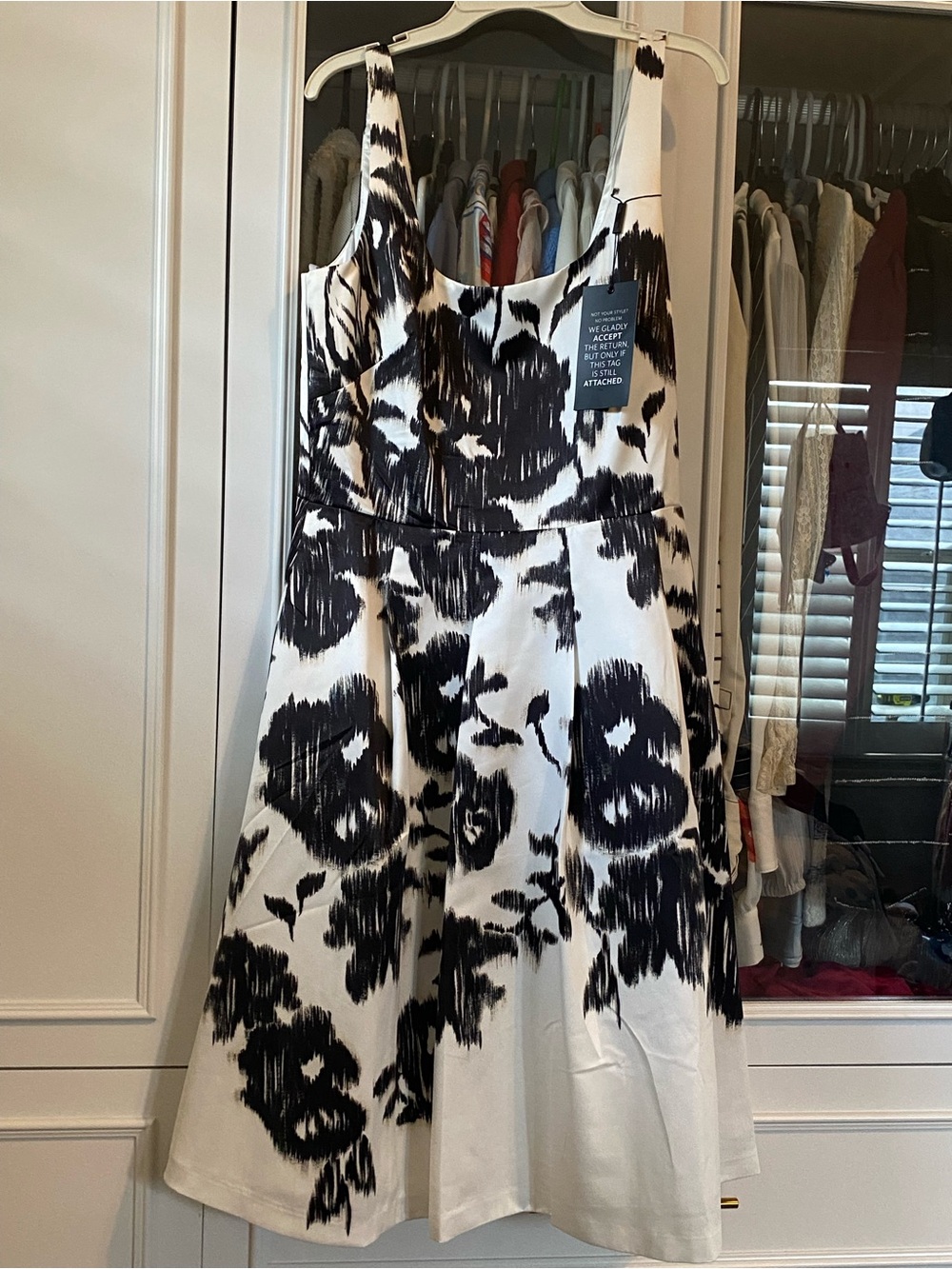 White House Black Market Black and White Floral Fit-and-Flare Dress